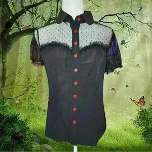 Y2K Whimsygoth Mesh Button Up Blouse